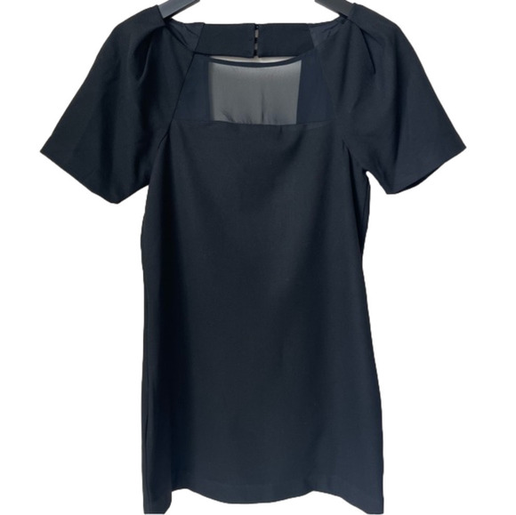 BCBG Black Mini Cocktail Dress Puff Sleeves Open Back Size 2 - Picture 1 of 10